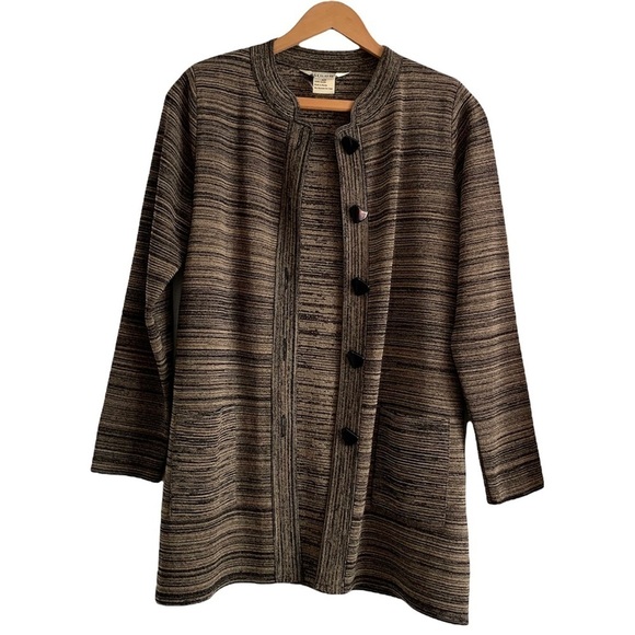 Misook Black and Tan Button Down Blazer - Picture 1 of 17